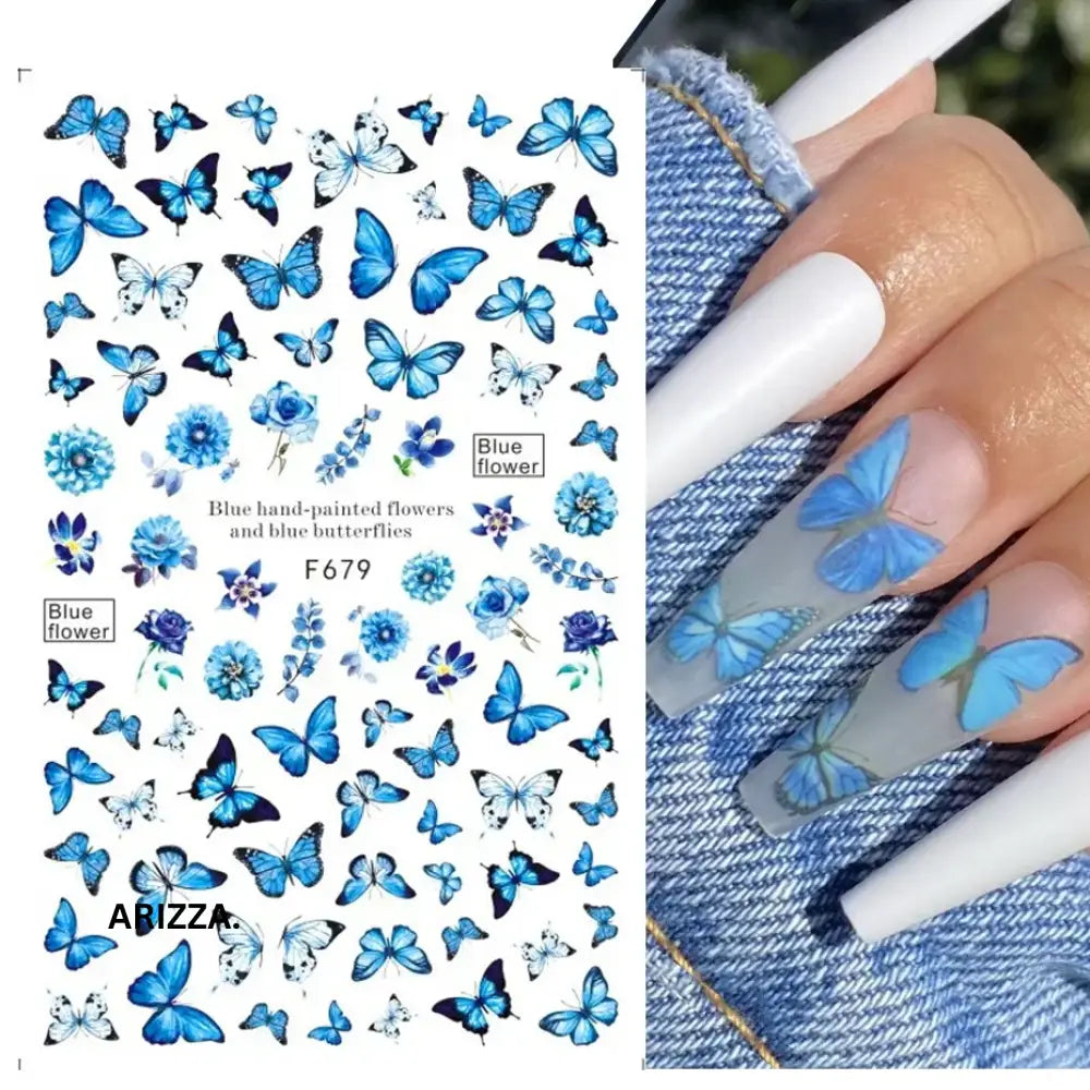 Elegant Flower Nail Decorations Sticker F679