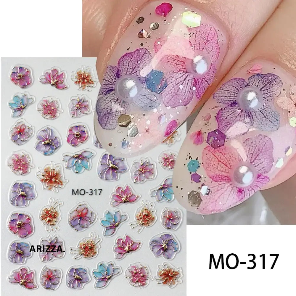 Elegant Flower Nail Decorations Sticker MO-317