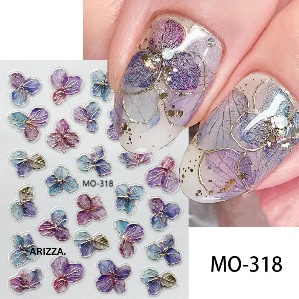 Elegant Flower Nail Decorations Sticker MO-318