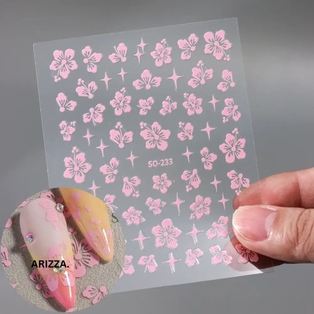 Elegant Flower Nail Decorations Sticker SO-233 Pink