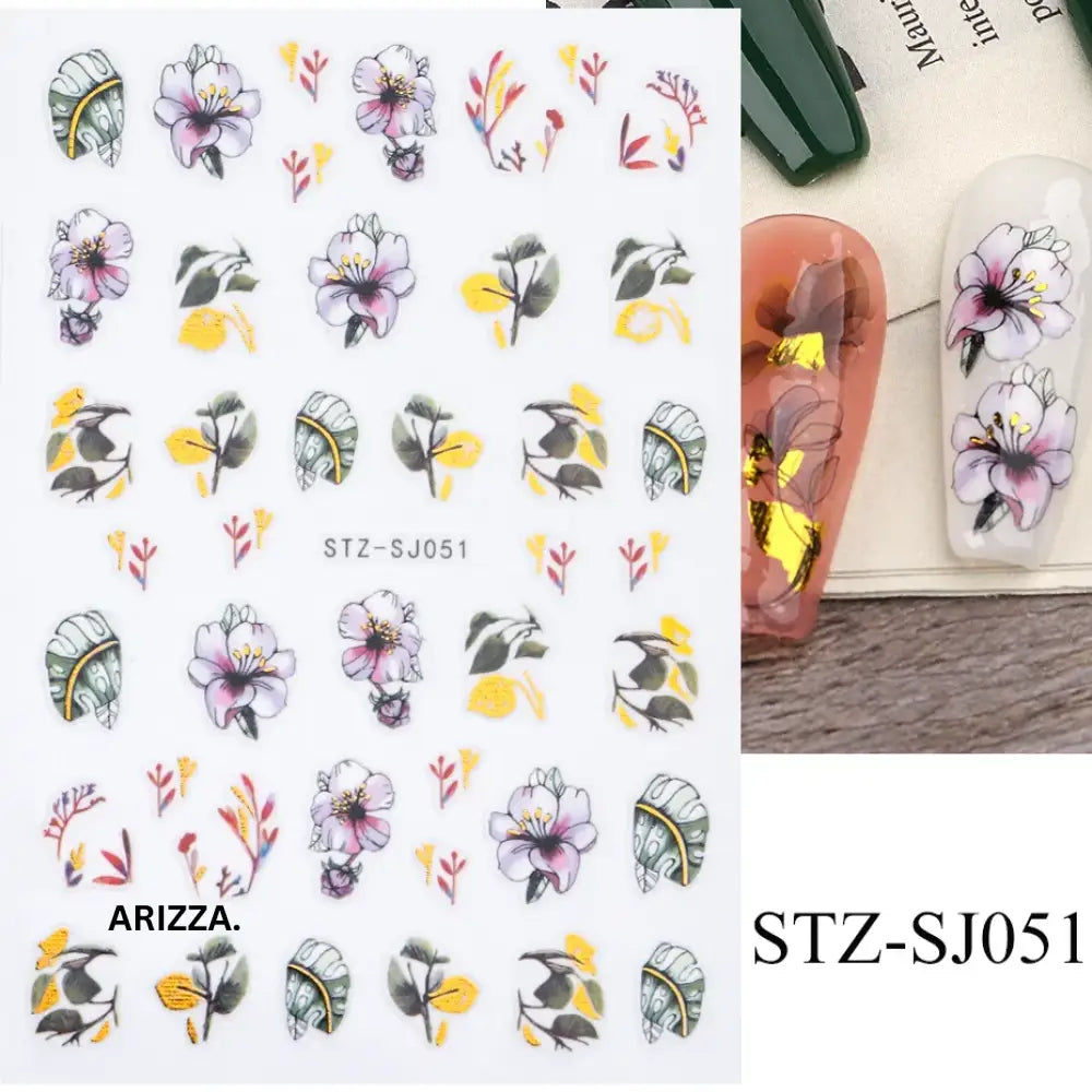 Elegant Flower Nail Decorations Sticker STZ-SJ051