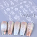 Elegant Lace Rose White Flower Nail Sticker