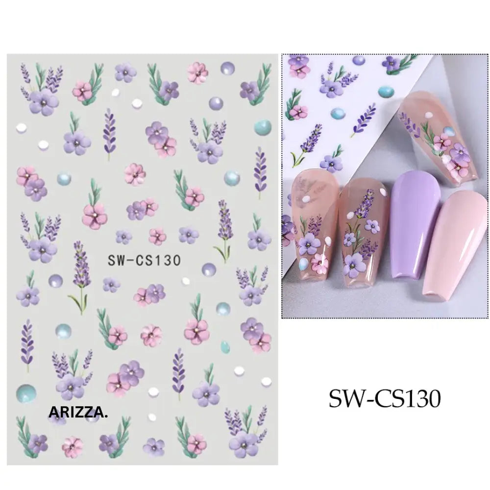 Elegant Lace Rose White Flower Nail Sticker SW-CS130