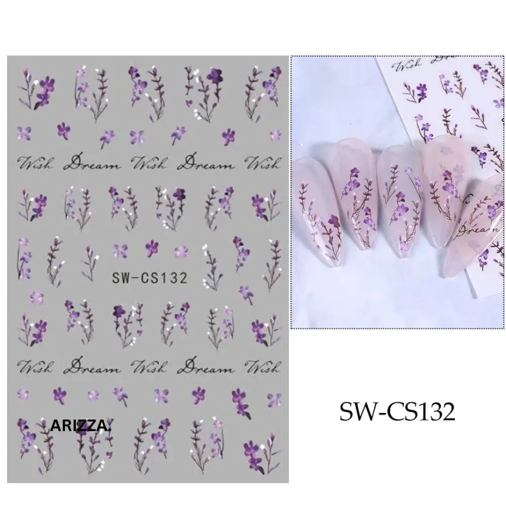 Elegant Lace Rose White Flower Nail Sticker SW-CS132