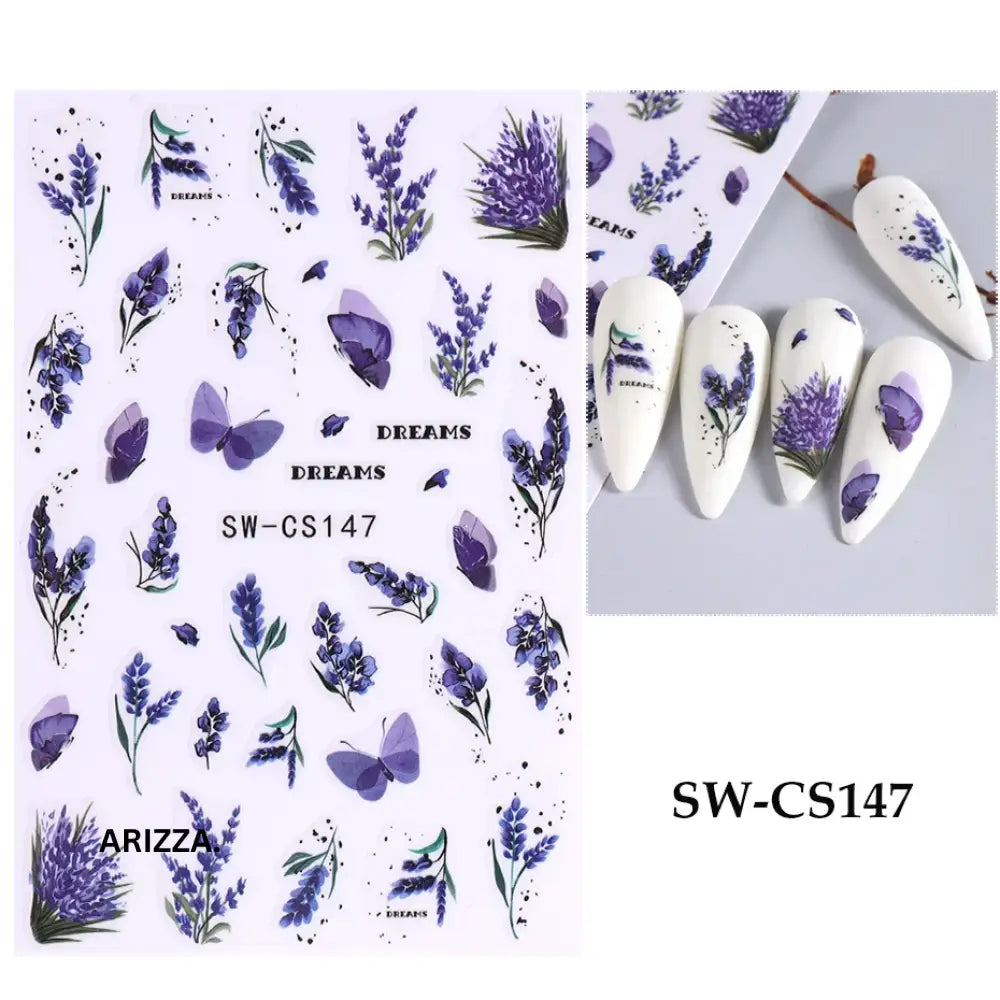 Elegant Lace Rose White Flower Nail Sticker SW-CS147
