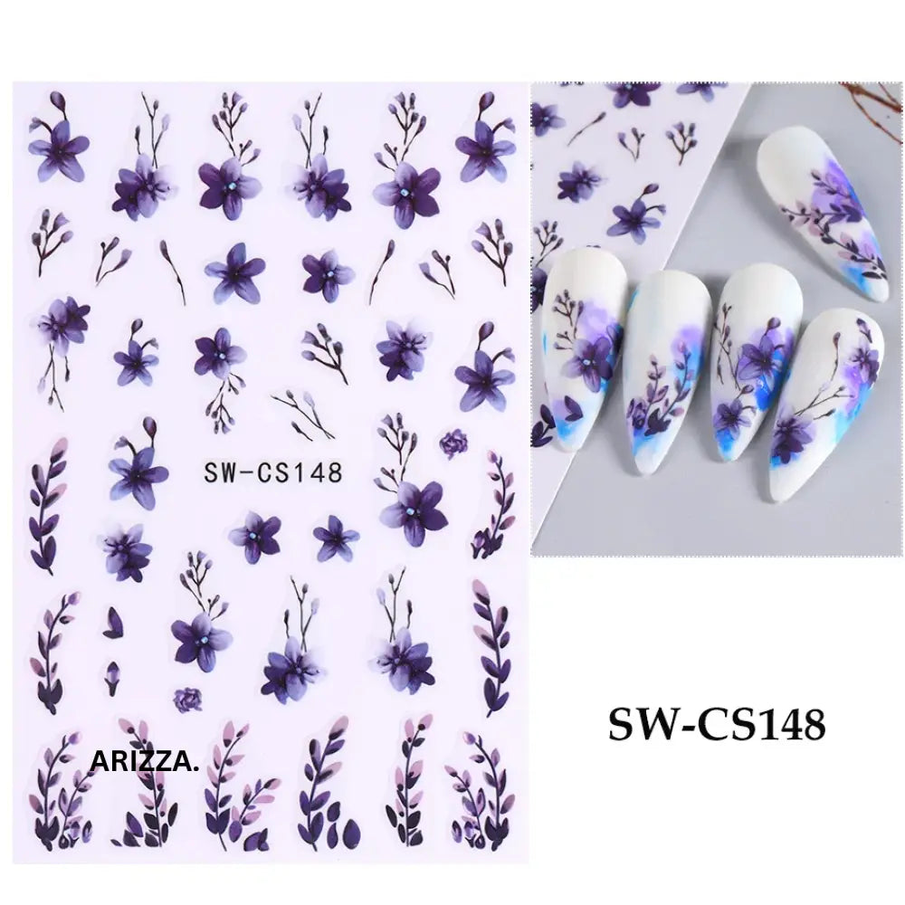 Elegant Lace Rose White Flower Nail Sticker SW-CS148