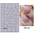 Elegant Lace Rose White Flower Nail Sticker SWO-22