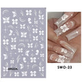 Elegant Lace Rose White Flower Nail Sticker SWO-23