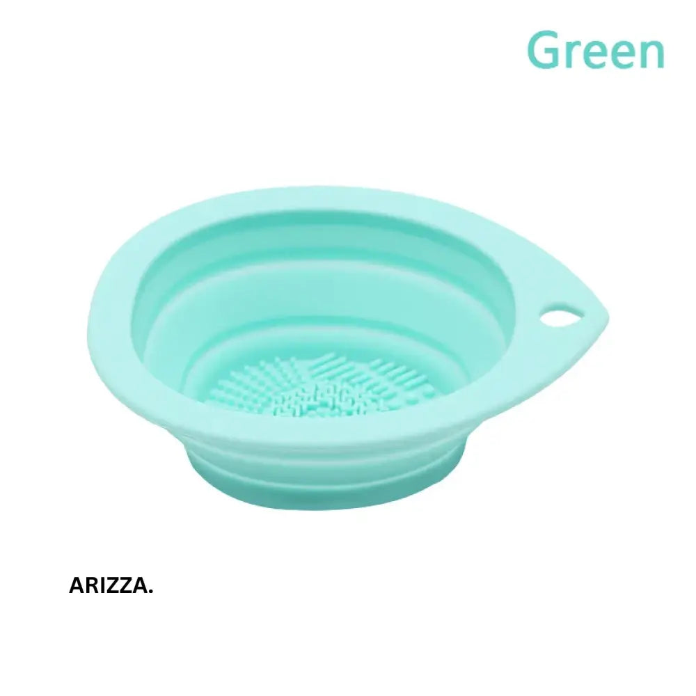 Folding Silicone Makeup Brush Cleaner Bowl Green