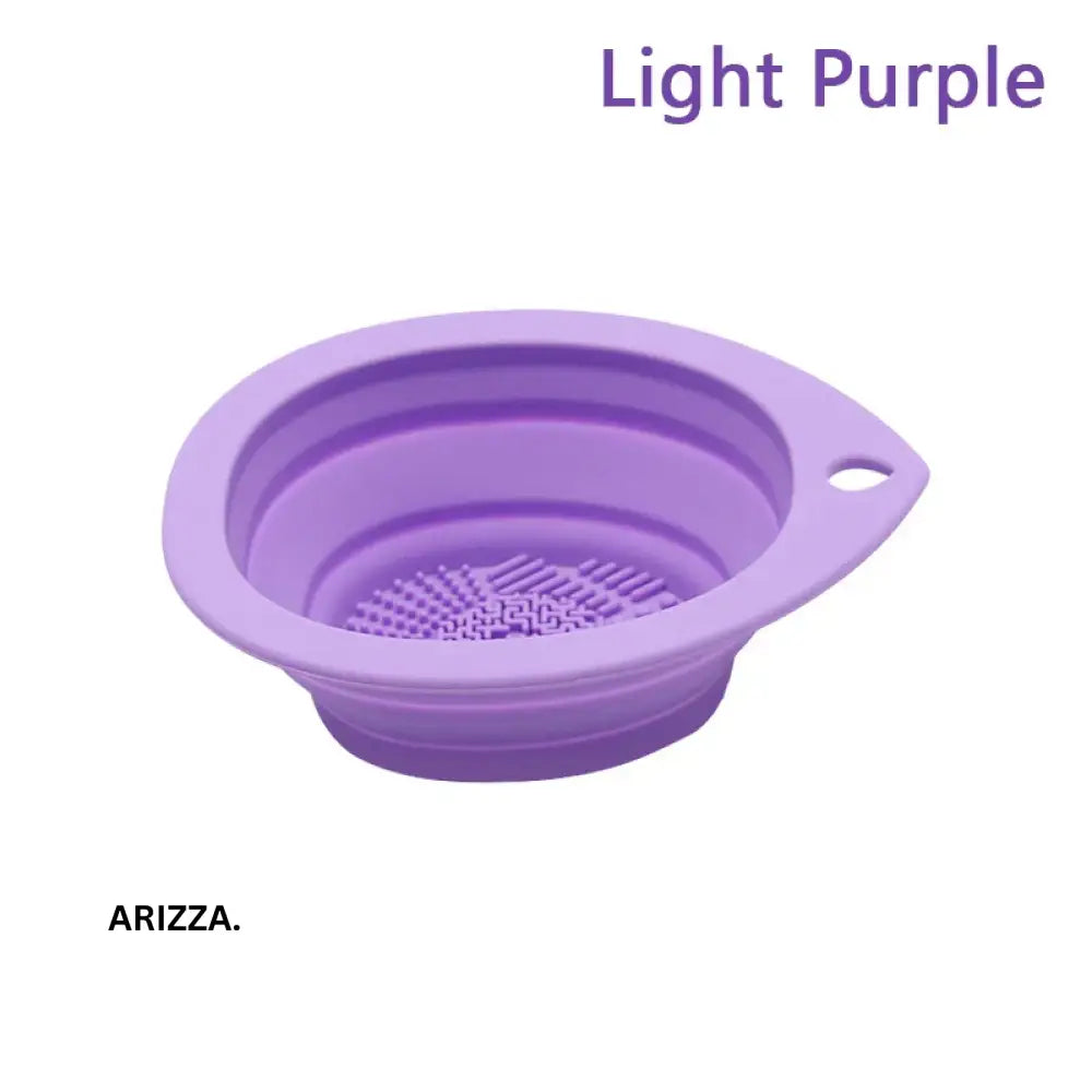 Folding Silicone Makeup Brush Cleaner Bowl Light purple