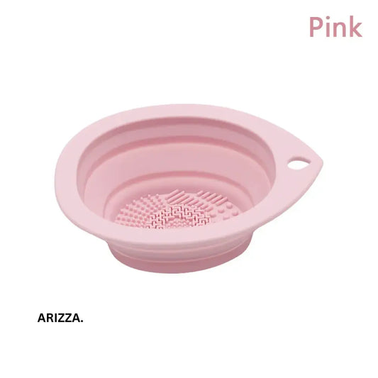 Folding Silicone Makeup Brush Cleaner Bowl Pink