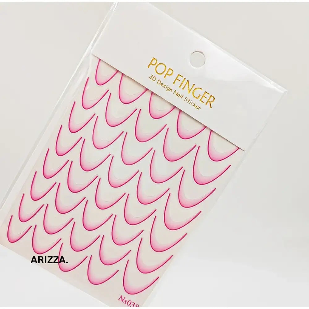 Gradient Color Line Design French Nail Art Sticker