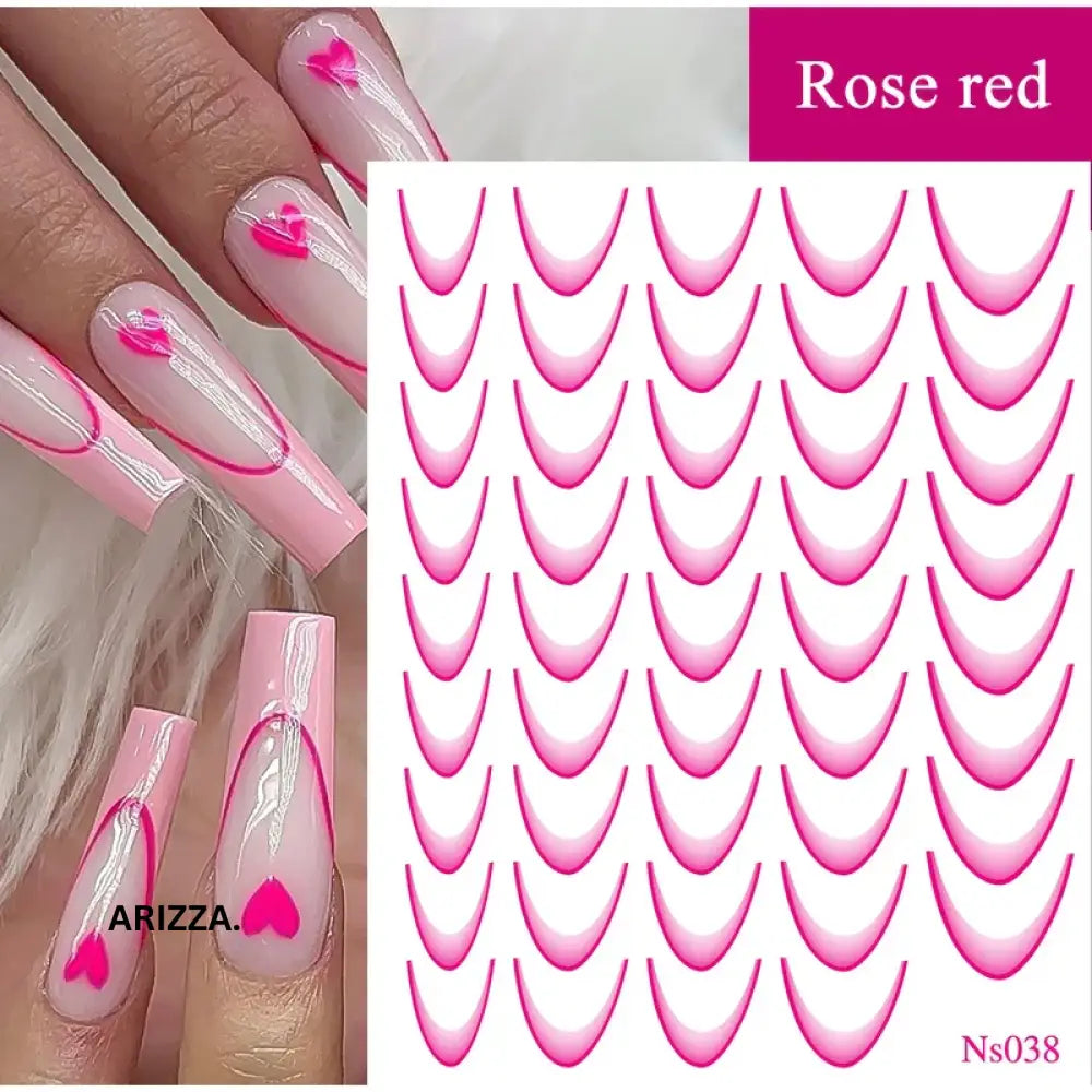 Gradient Color Line Design French Nail Art Sticker