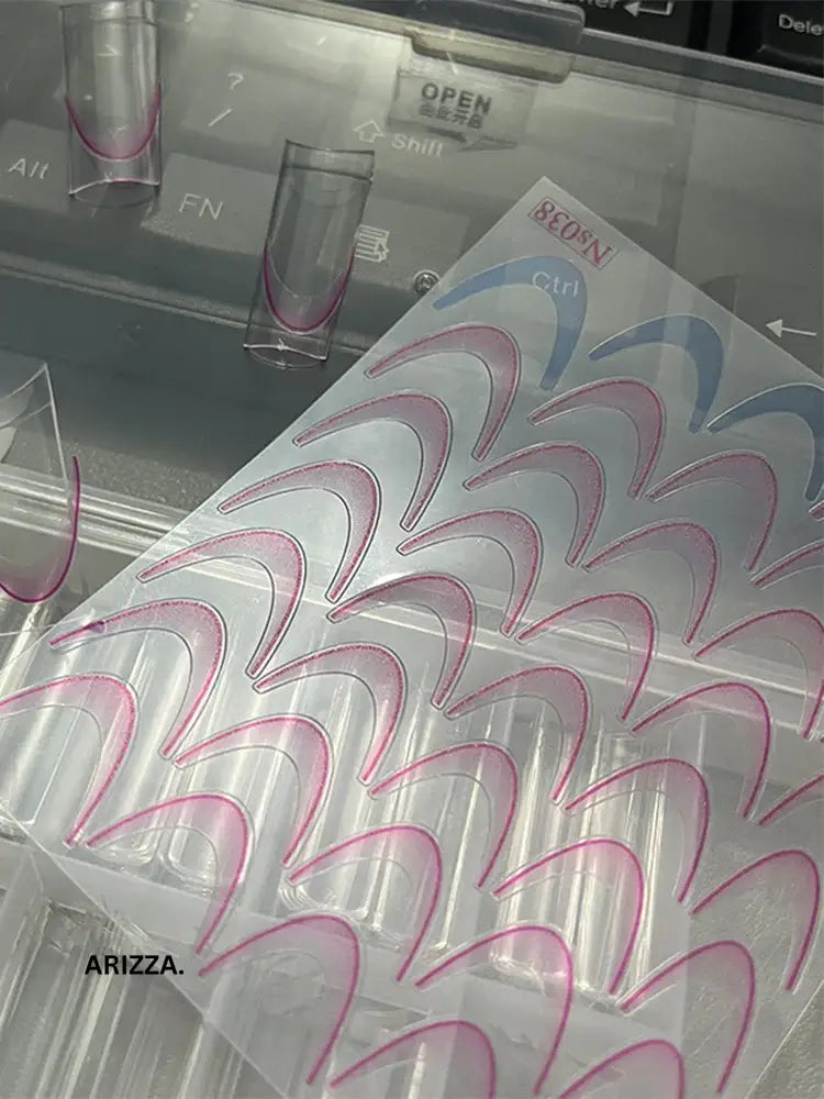 Gradient Color Line Design French Nail Art Sticker