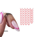Gradient Color Line Design French Nail Art Sticker Big Red
