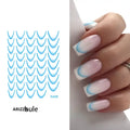 Gradient Color Line Design French Nail Art Sticker Blue
