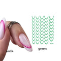 Gradient Color Line Design French Nail Art Sticker Green