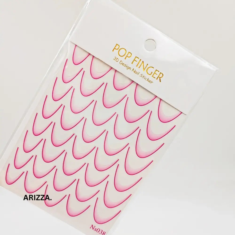 Gradient Color Line Design French Nail Art Sticker Rose Red