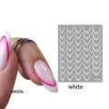 Gradient Color Line Design French Nail Art Sticker White