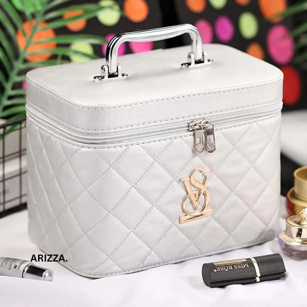Large Capacity Portable Makeup Bag Silver / S 21x13.5x13cm