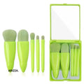 Mini Mirror Perfe Makeup Brushes Set green