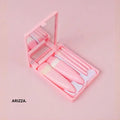 Mini Mirror Perfe Makeup Brushes Set pink