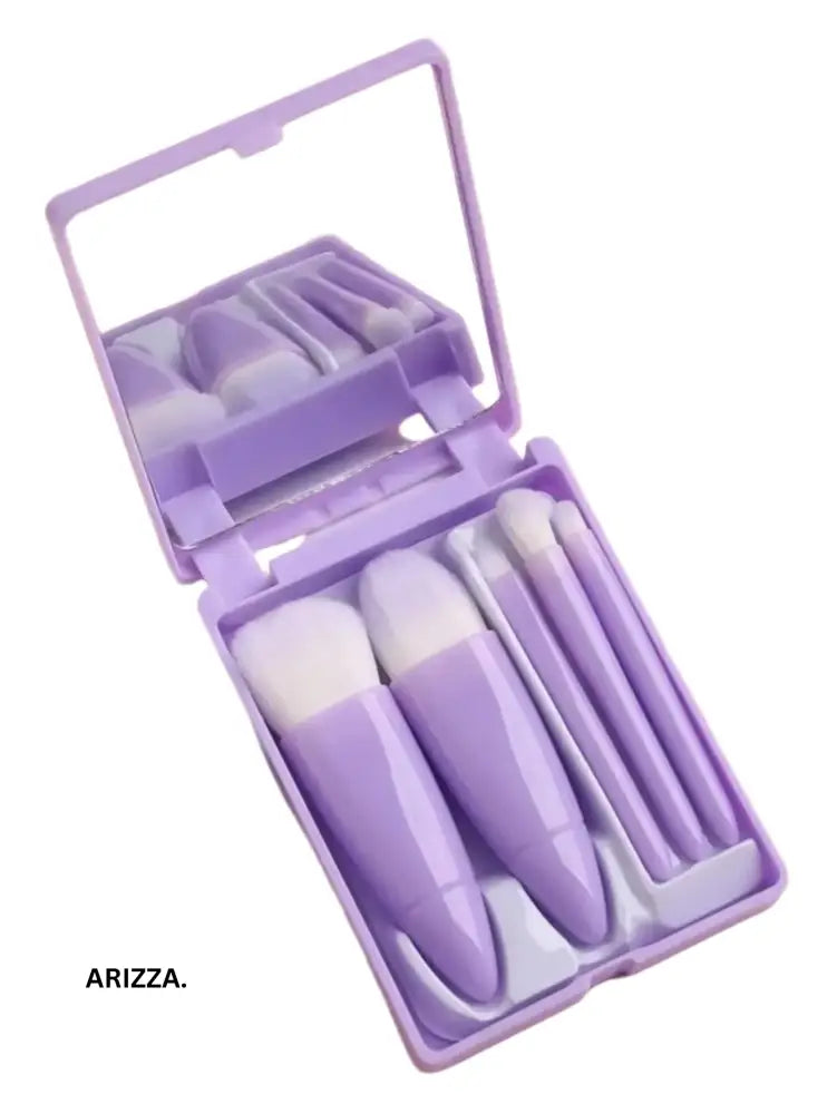 Mini Mirror Perfe Makeup Brushes Set Purple