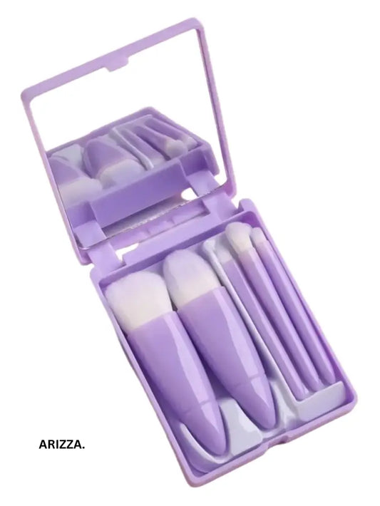 Mini Mirror Perfe Makeup Brushes Set Purple