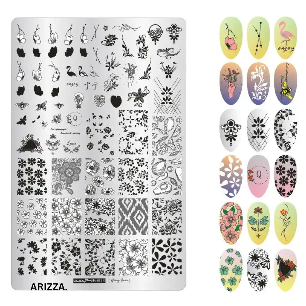 Nail Stamping Plates Flower Art Template PLUS18