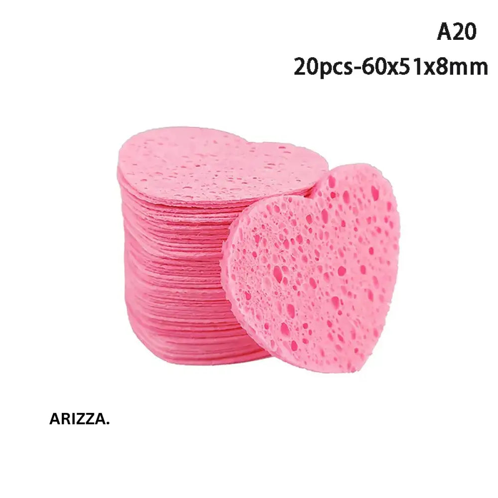 Reusable Face Makeup Removal Sponge 20pcs heart pink S