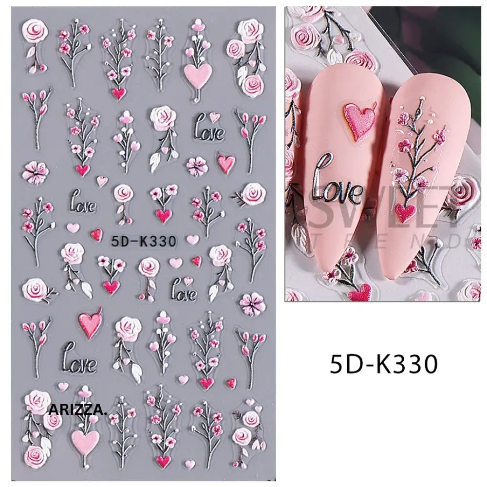 Self-Adhesive 5D Embossed Nail Sticker 5D-K330