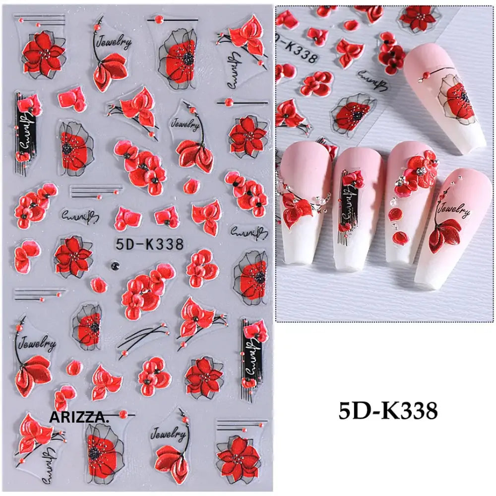 Self-Adhesive 5D Embossed Nail Sticker 5D-K338