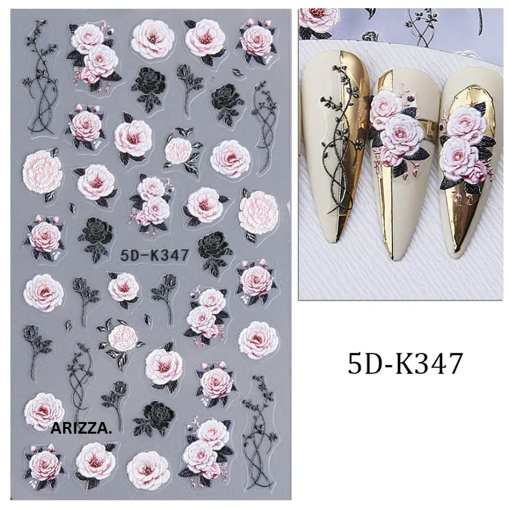 Self-Adhesive 5D Embossed Nail Sticker 5D-K347