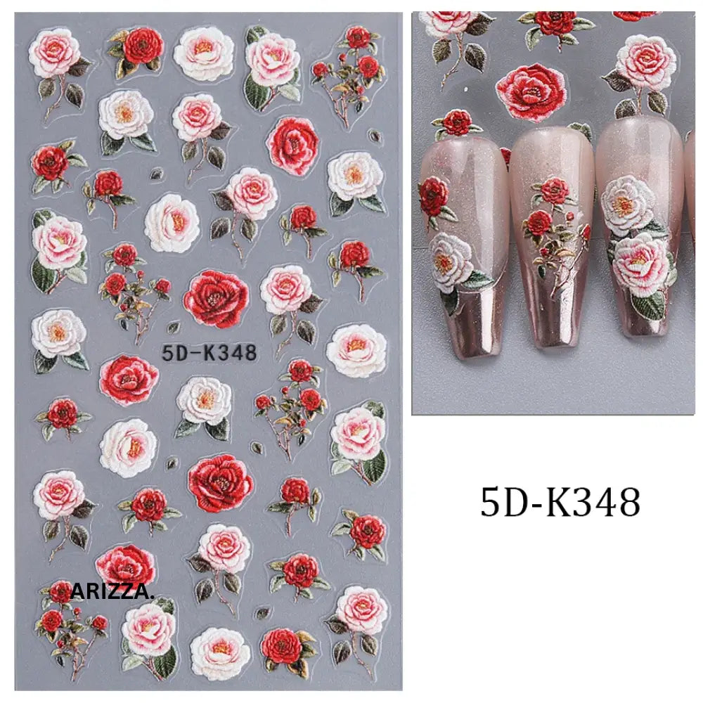 Self-Adhesive 5D Embossed Nail Sticker 5D-K348