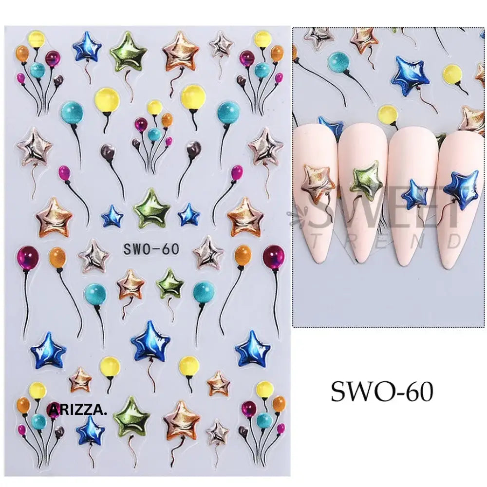 Self-Adhesive 5D Embossed Nail Sticker SWO-60
