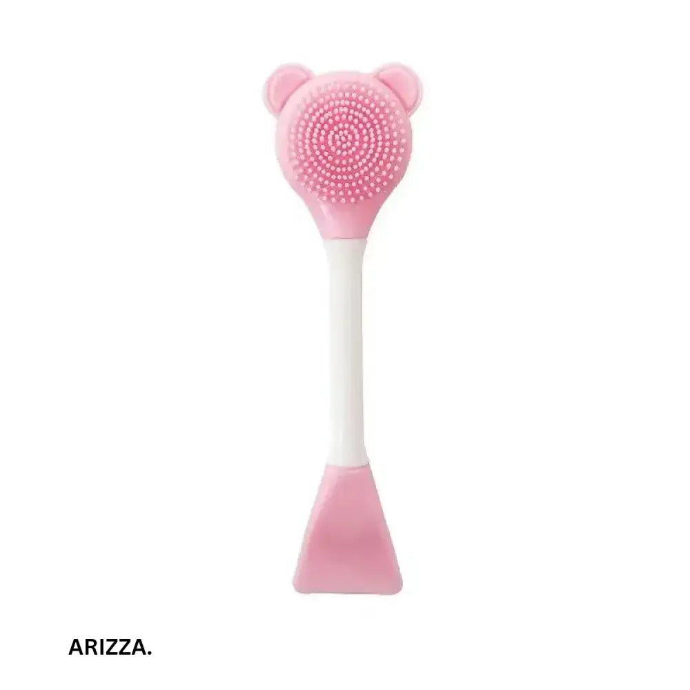 Silicone Double Head Facial Mask Brush Pink