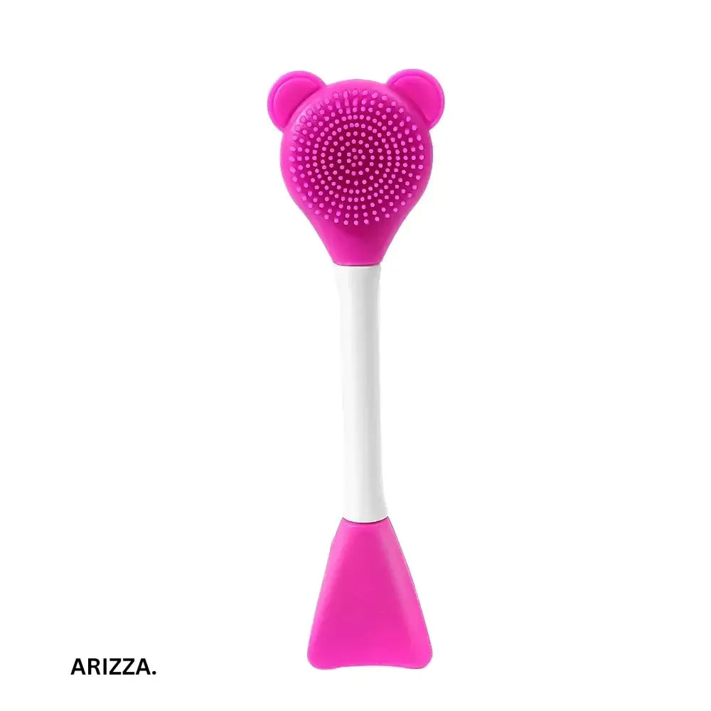 Silicone Double Head Facial Mask Brush rose red