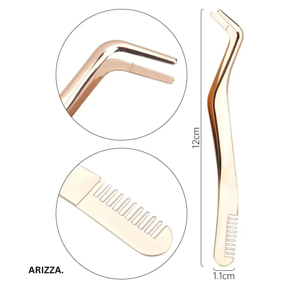 Stainless Steel Anti-Static Eyelash Comb Tweezers 1Pc Gold
