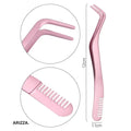 Stainless Steel Anti-Static Eyelash Comb Tweezers 1Pc Pink