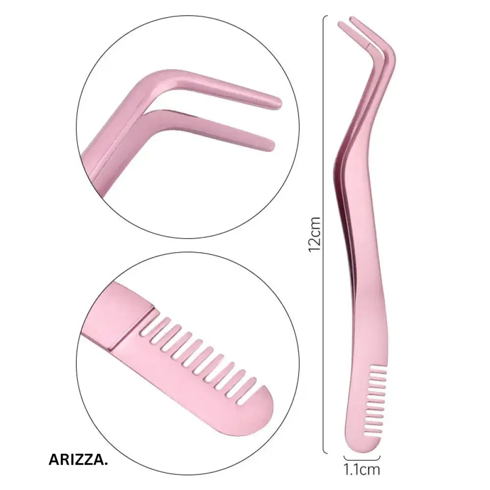 Stainless Steel Anti-Static Eyelash Comb Tweezers 1Pc Pink