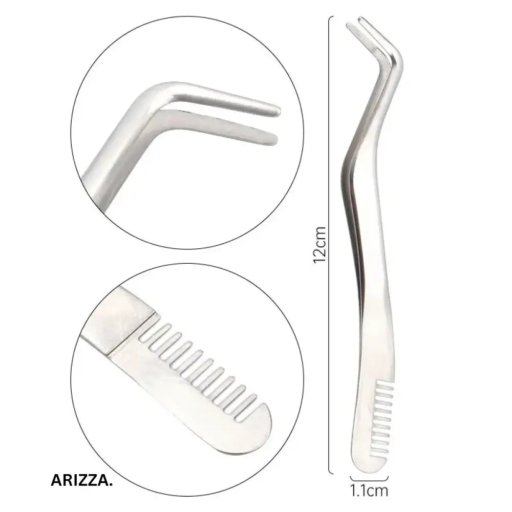 Stainless Steel Anti-Static Eyelash Comb Tweezers 1Pc Silver
