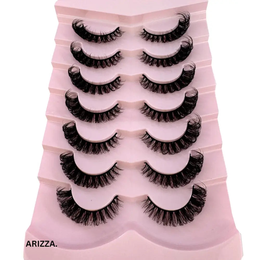 Strip Fluffy False Lashes Extensions 7pairs-X86 grey