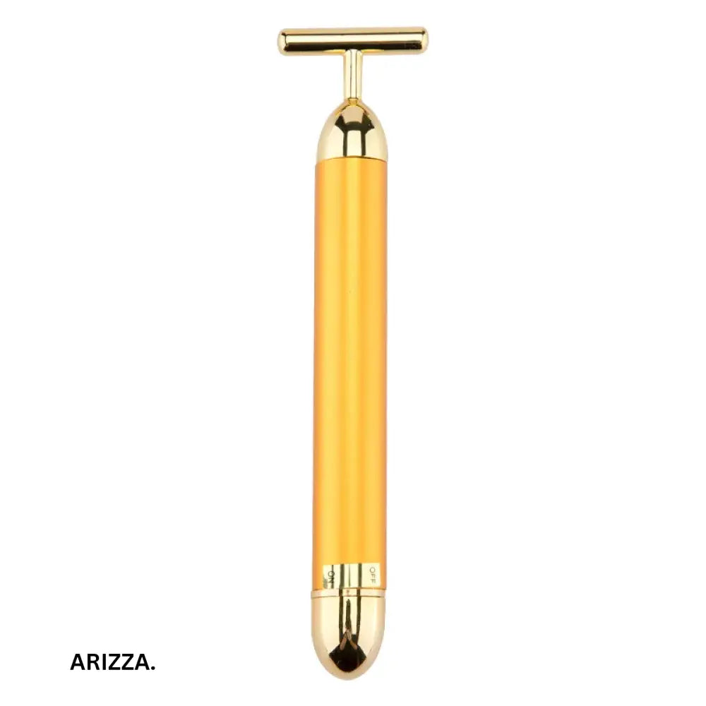 T Shape Vibrating Facial Roller Massager Gold no box