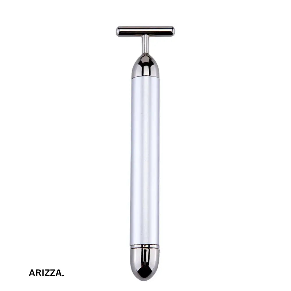 T Shape Vibrating Facial Roller Massager Silvery no box