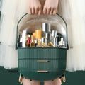 Two Drawers Makeup Brush Storage Box Green / Large Brush Holde