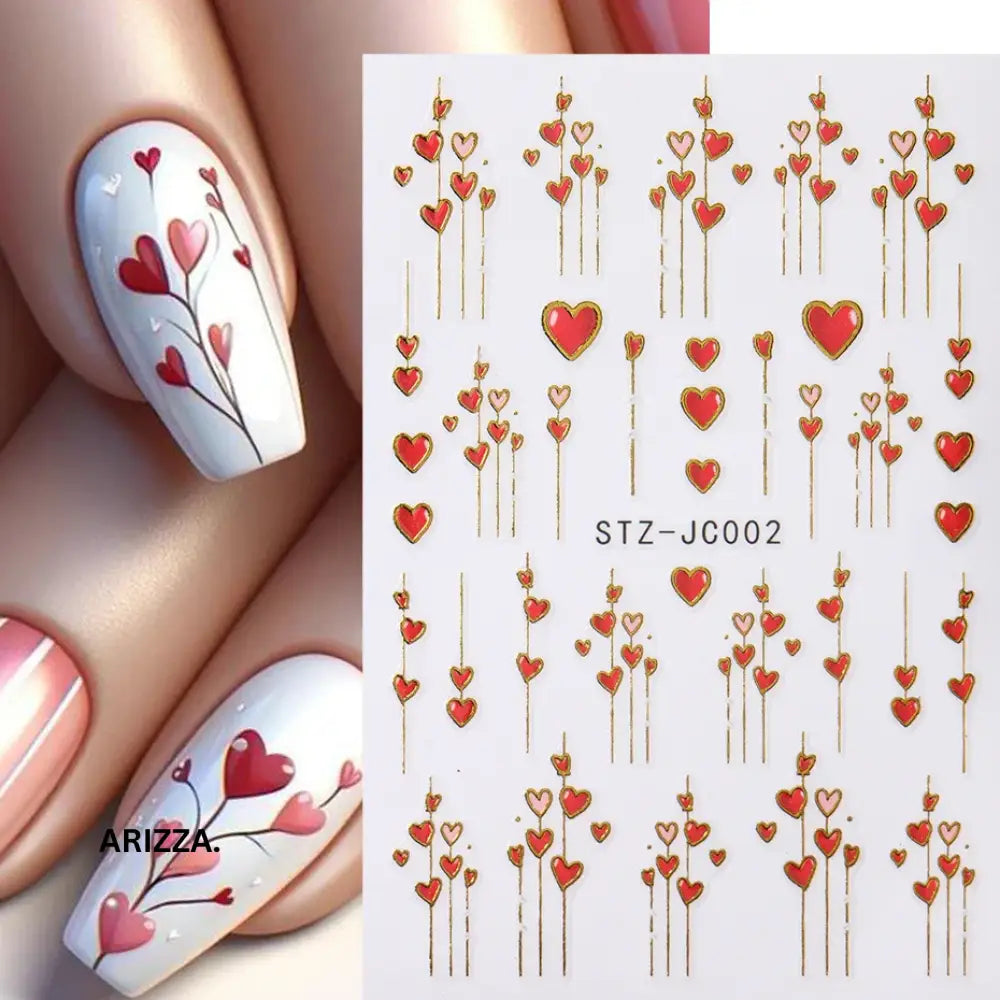 Women 3D Love Heart Lines Nail Sticker STZ-JC002-002