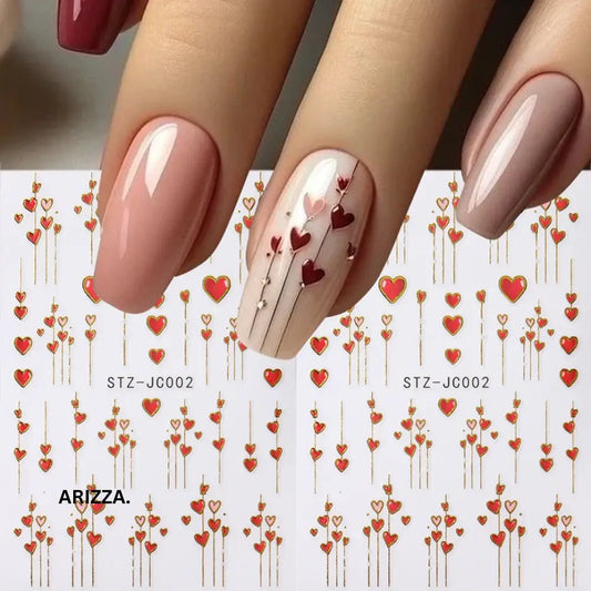 Women 3D Love Heart Lines Nail Sticker STZ-JC002-002
