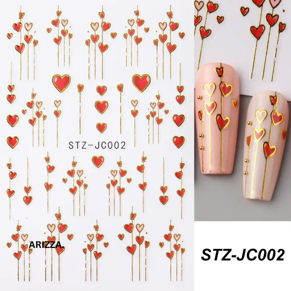 Women 3D Love Heart Lines Nail Sticker STZ-JC002-002