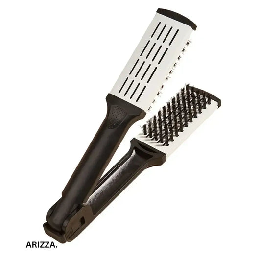 Women Double Brushes V Shape Comb Clamp White