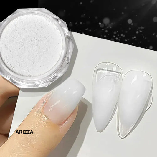 Women Milky white Gradient Nails Glitter